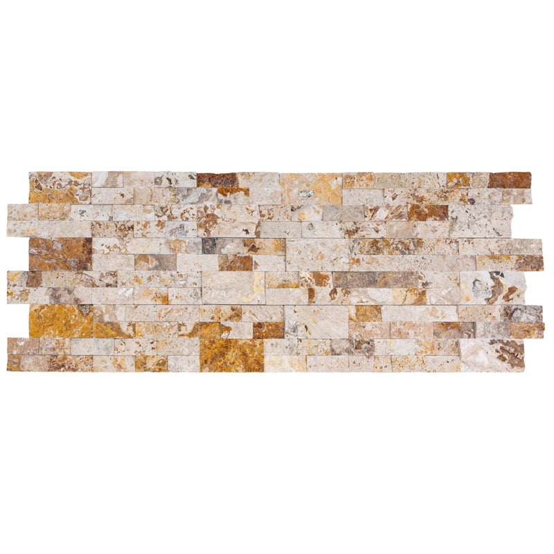 Leonardo Ledger 3D Panel 6x24 Split-face Natural Travertine Wall Tile multiple top view
