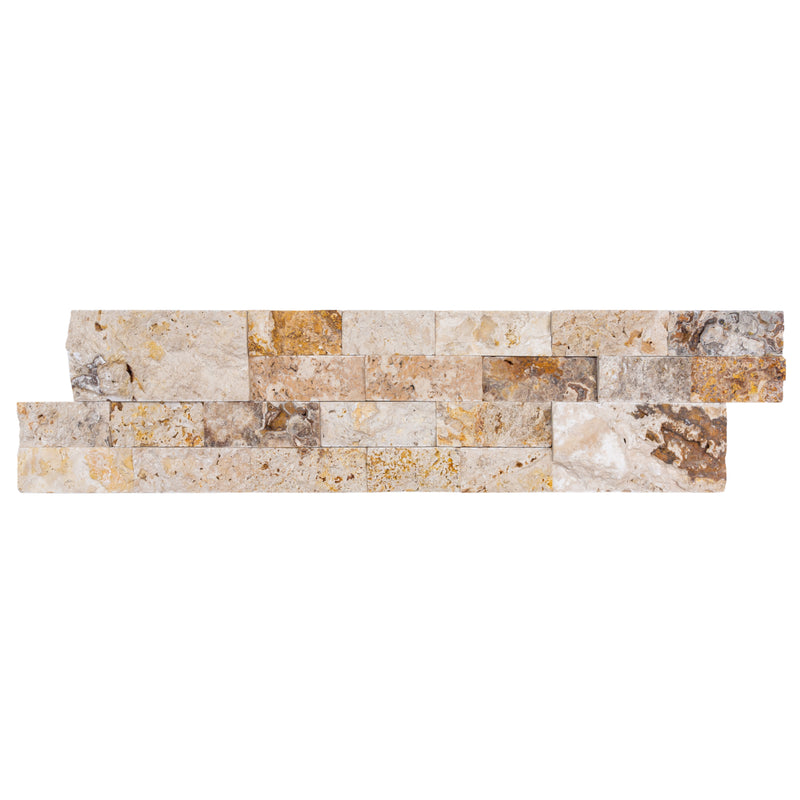 Leonardo Ledger 3D Panel 6x24 Split-face Natural Travertine Wall Tile single top view