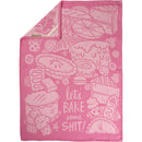 Let's Bake Some Shit Woven Pink Funny Snarky Dish Cloth Towel | Ultra Soft and Absorbent Jacquard | All-Over Design | Unfolds 20" x 28" | Giftable