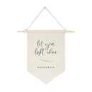 Let Your Light Shine, Matthew 5:16 Cotton Canvas Scripture, Hanging Wall Banner