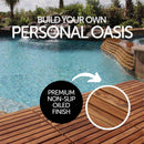 Denali Oiled Teak Outdoor Interlocking Tiles, 9 Slat (10 sq ft)