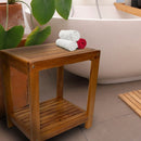 Bali Teak Shower and Bath Spa Bench with Shelf – 18″