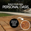 Coastal Oiled Teak Outdoor Interlocking Tiles, 12 Slat (10 sq ft)