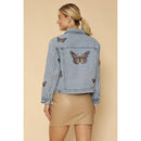 Light Blue Monarch Butterfly Embroidered Denim Jacket | Sizes SM-M Remaining