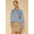 Light Blue Monarch Butterfly Embroidered Denim Jacket | Sizes SM-M Remaining