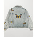 Light Blue Monarch Butterfly Embroidered Denim Jacket | Sizes SM-M Remaining