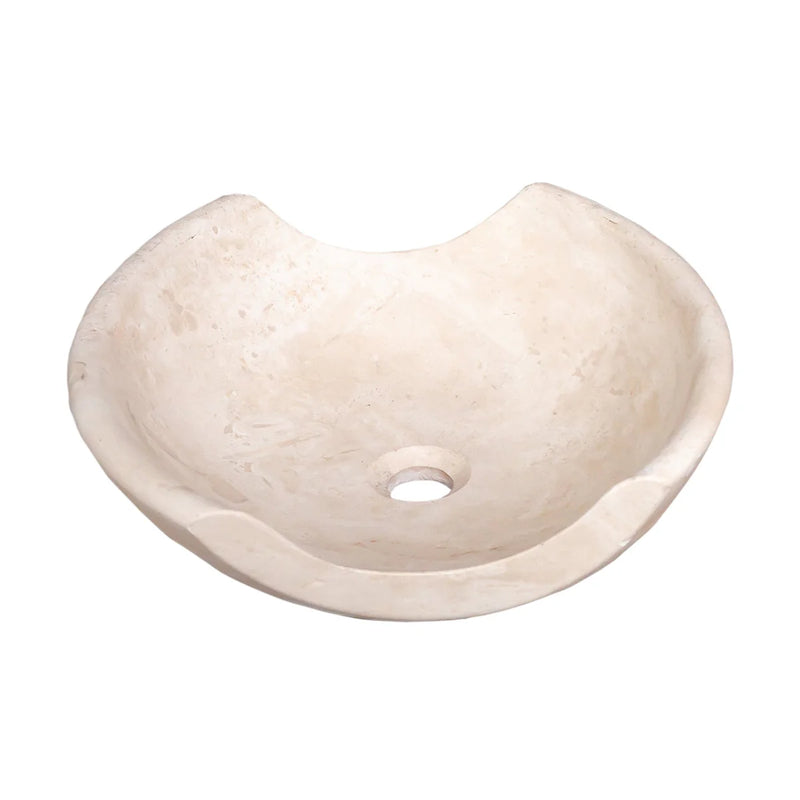 Light Travertine Natural Stone Special Shape Above Vanity Bathroom Sink Honed and Filled (L)16", (W)16", (H)6" side view