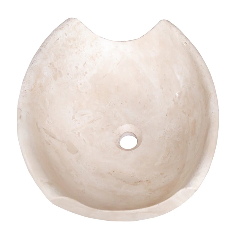 Light Travertine Natural Stone Special Shape Above Vanity Bathroom Sink Honed and Filled (L)16", (W)16", (H)6" side view