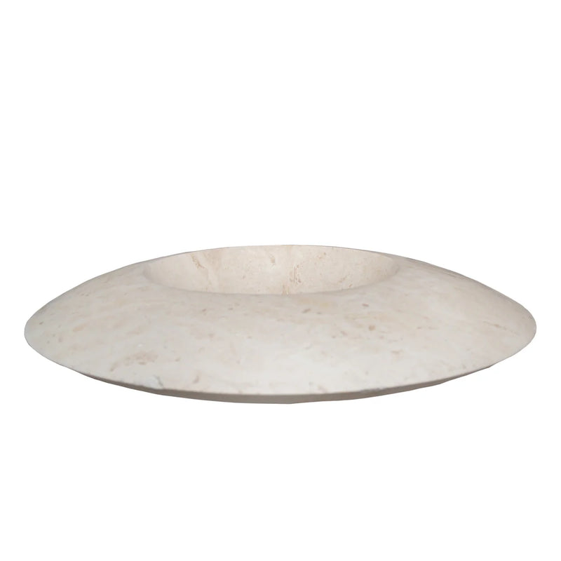 Light Travertine Stone Ufo Shape Vessel Sink NTRSTC17 D21 H6 side view