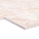 Light Antique Travertine Pattern Tumbled Pavers - Full Truckload dry look profile view