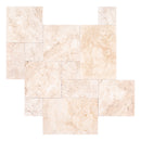 Light Antique Travertine Pattern Tumbled Pavers - Full Truckload dry look top view