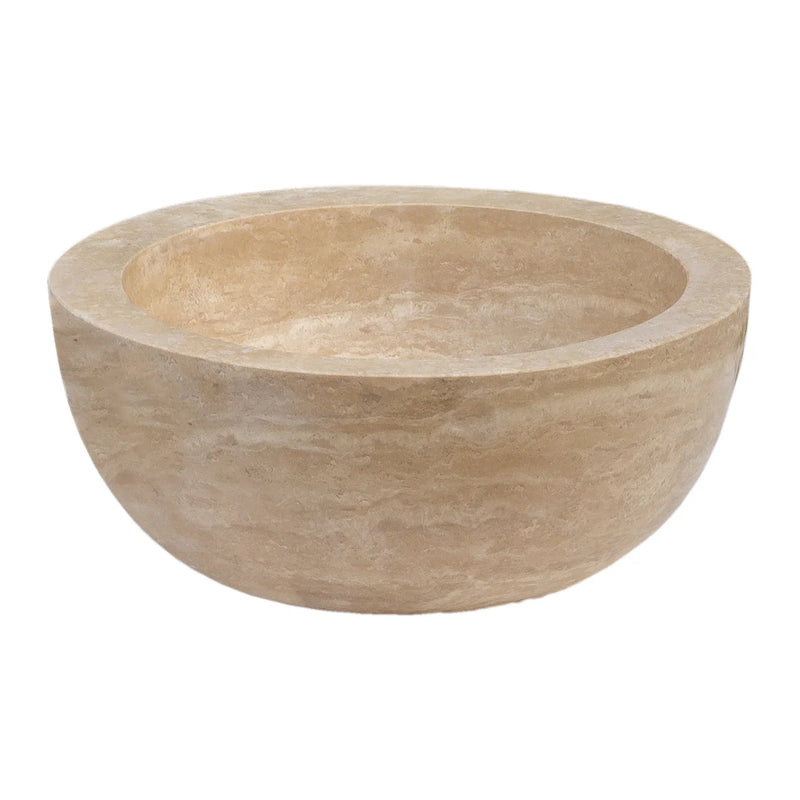 Light Beige Travertine Sloped Above Vanity Bathroom Vessel Sink Honed (D)16" (H1)6" (H2)8" side view