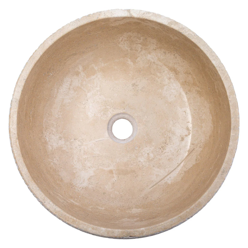 Light Beige Travertine Above Vanity Bathroom Sink Rustic Outside (D)16" (H)6" top view