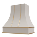 Light Grey Range Hood With Curved Front and Brass Strapping - 30", 36", 42", 48", 54" and 60" Widths Available