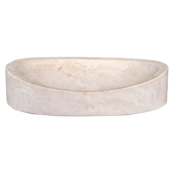 Light Travertine Natural Stone Designer Above Vanity Bathroom Vessel Sink Honed and Filled (W)16" (L)21.5" (H)6" side view