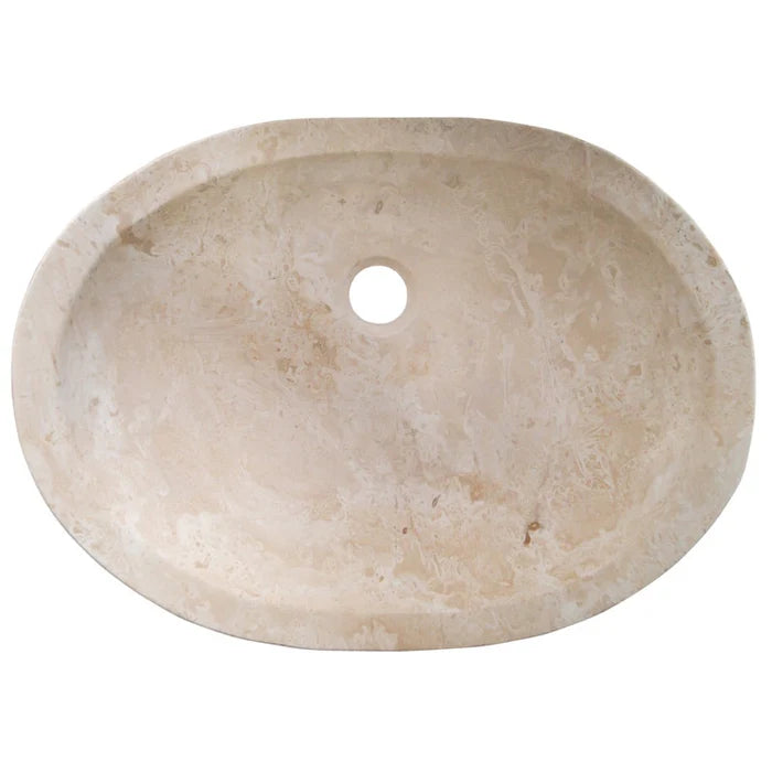 Light Travertine Natural Stone Designer Above Vanity Bathroom Vessel Sink Honed and Filled (W)16" (L)21.5" (H)6" top view