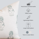 Devi Floral Block Printed Pillow Cover | Teal Green/Blue