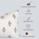 Mia Floral Block Printed Pillow Cover | Brown | Lumbar