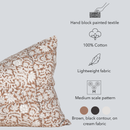 Nina Floral Block Printed Pillow Cover | Brown | Lumbar