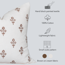 Mia Floral Block Printed Pillow Cover | Brown