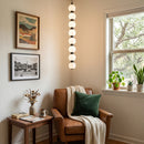 Linear Orbique Alabaster Bead Pendant Light