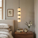Linear Orbique Alabaster Bead Pendant Light