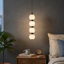 Linear Orbique Alabaster Bead Pendant Light
