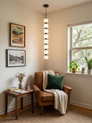 Linear Orbique Alabaster Bead Pendant Light