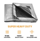 16’ x 20’ Heavy Duty Poly Tarp 10 mil, 6 oz - Black & Silver