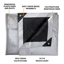 16’ x 20’ Heavy Duty Poly Tarp 10 mil, 6 oz - Black & Silver