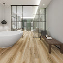 SPC Vinyl Rigid Core 7" Width 60" RL, 6mm Thick, 1.5mm IXPE Lively Fallow Veritas Floors - Mazzia Collection Product shoot washroom view
