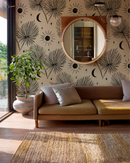 Night Palm Wallpaper, tan and black