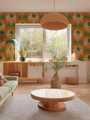 Yucca Moon Wallpaper, orange and green