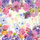 Elegant Modern Pink and Purple Flowers Wallpaper Contemporary