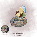Premium Hand-Tufted Rug Made of 100% Wool  - Lotus Bloom - 5x5 Feet