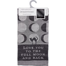 Love You To The Full Moon And Back Kitchen Towel | Gothic Black Cat Mystical Moon Phases | 20" x 28"