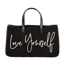 Love Yourself Large Rectangular Tote Bag | Genuine Leather Handles
