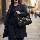 Love Yourself Large Rectangular Tote Bag | Genuine Leather Handles