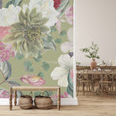 Fashionable Modern Green Floral Wallpaper