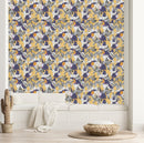 Elegant Yellow Wallpaper with Exotic Birds