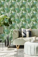 Green Painted Leaves Wallpaper