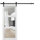 Lucia 2555 Matte White Barn Door with 3 Lites Clear Glass and Black Rail