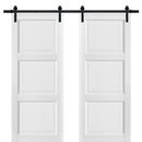 Lucia 2661 Matte White 3 Panel Double Barn Door | Black Rail