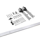 Lucia 2552 White Barn Door with Frosted Glass and Silver Finish Rail