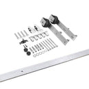 Quadro 4117 White Silk Barn Door with Frosted Glass and Silver Finish Rail