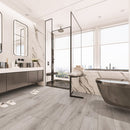 SPC Vinyl Rigid Core 7" Width 60" RL, 6mm Thick, 1.5mm IXPE Lucid Silver Amare Floors - Mazzia Collection Product shoot Wash room  view 2