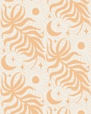 Lunar Leaf Wallpaper, beige and peach