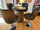 Luxury Oak Barrel Bar Stool - Adjustable Hydraulic Base - Handcrafted Reclaimed Oak Barrel Chair - Pub & Whiskey Barrel Seating - Rustic Home Decor
