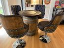 Luxury Wine Barrel Bar Set w/ Pub Table & Wine Barrel Bar Stools - Multi-Use Wine and Whiskey Home Bar Furniture