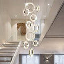 10 Lights - Hanging LED Crystal Lamp for Staircase, Lobby